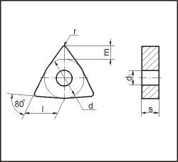 Пластина для резцов 6-ти гр.02113-080408 (ломанный треугольник) гладкая с отверстием Т15К6 ГОСТ 19047-80